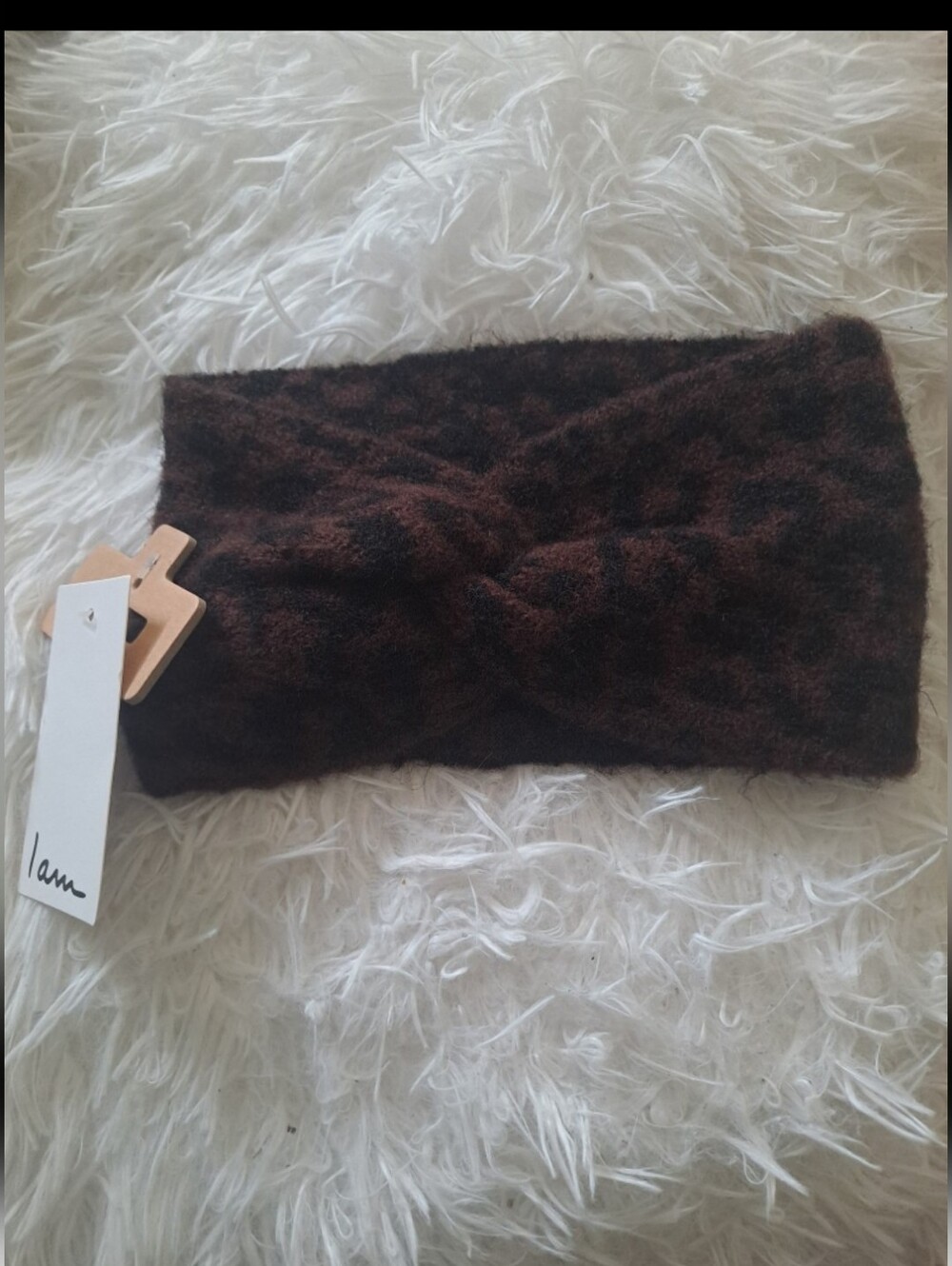 I AM Leopard Twisted Knit Headband Ear Warmer